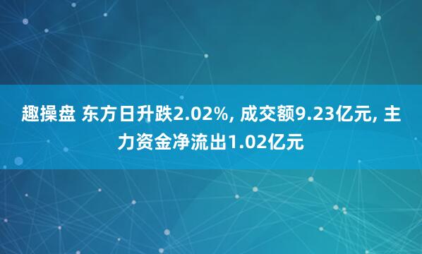 趣操盘 东方日升跌2.02%, 成交额9.23亿元, 主力资金净流出1.02亿元